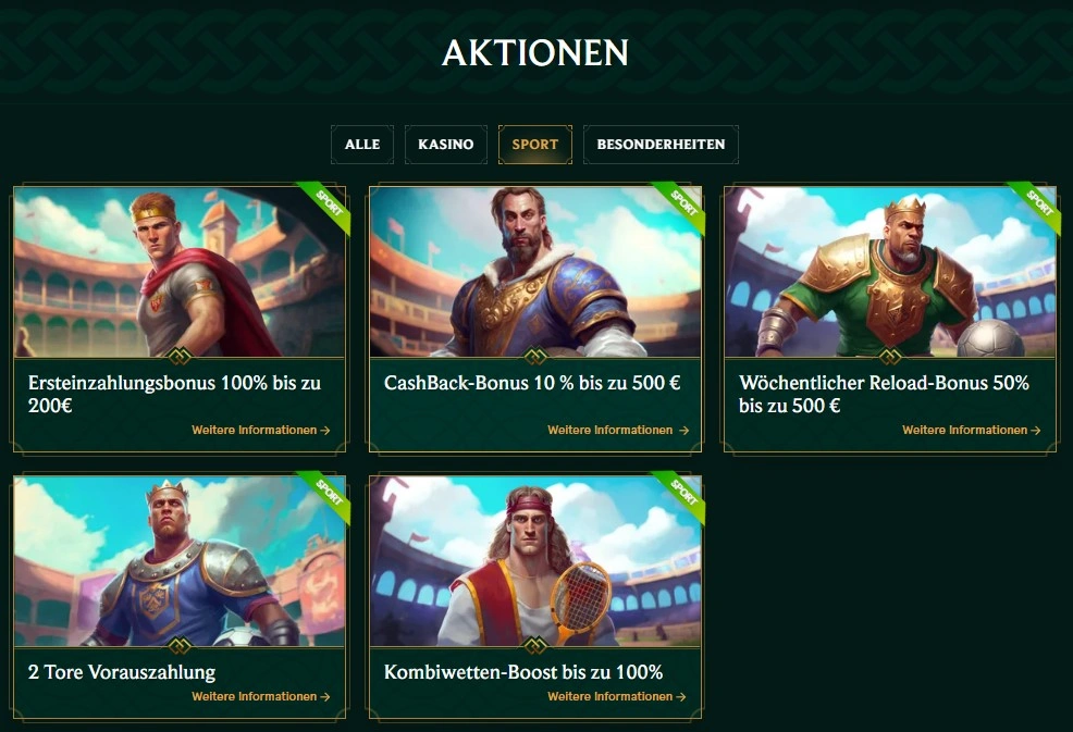 Casinia Sportwetten-Willkommensbonus für neue Nutzer